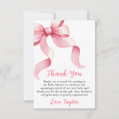 Roze Coquette Strik Baby Shower Bedankkaart (Voorkant)