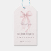 Roze Coquette Strik Baby Shower Cadeaulabel (Voorkant)