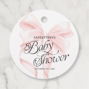 Roze Coquette Strik Baby Shower Favor Tags Bedankjes Labels