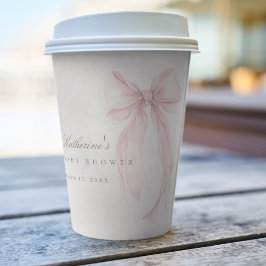 Roze Coquette Strik Baby Shower Papieren Bekers