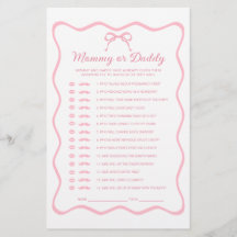 Roze Coquette Strik Baby Shower Raad Wie Game