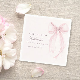 Roze Coquette Strik Baby Shower Servet