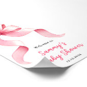 Roze Coquette Strik Babyshower Welkom Bord Poster (Hoek)