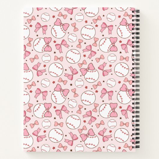 Roze Coquette Strik Baseball Persoonlijk Schetsboe Notitieboek (Achterkant)
