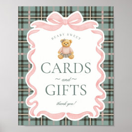 Roze Coquette Strik Beer Plaid Kaarten & Cadeaus Poster