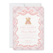 Roze Coquette Strik Beer Schotse Plaid Baby Shower