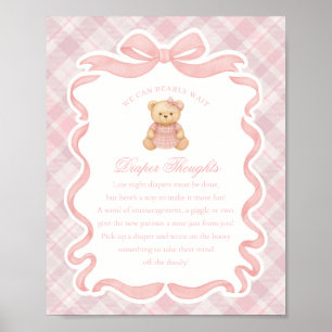 Roze Coquette Strik Beerbaby Luier Gedachten Poster