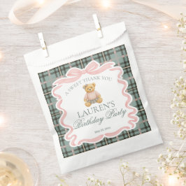 Roze Coquette Strik Beerbear Plaid Verjaardagsdess Bedankzakje