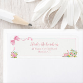 Roze Coquette Strik Bloem Retouradres Etiket
