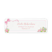 Roze Coquette Strik Bloem Retouradres Etiket (Voorkant)