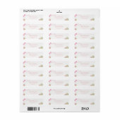 Roze Coquette Strik Bloem Retouradres Etiket (Full Sheet)