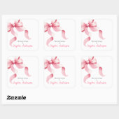 Roze Coquette Strik Boekplaat Vierkante Sticker (Vel)