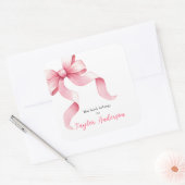 Roze Coquette Strik Boekplaat Vierkante Sticker (Envelop)