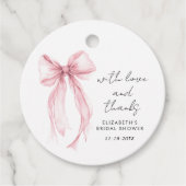 Roze Coquette Strik Bruidsboeket Bedankje Bedankjes Labels (Voorkant)