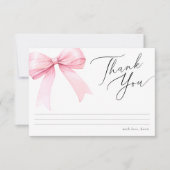 Roze Coquette Strik Bruidsboeketfeest Bedankkaart (Voorkant)