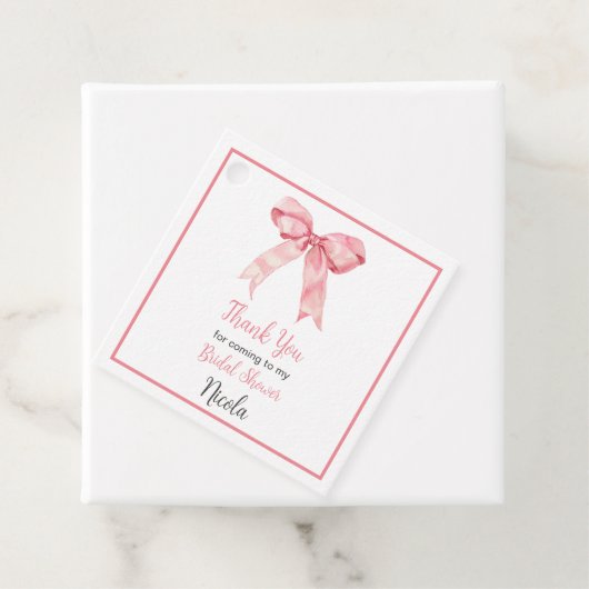 Roze Coquette Strik Bruidsdouche Bedankjes Labels (In situ)