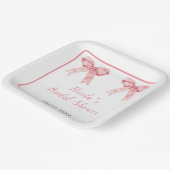 Roze Coquette Strik Bruidsdouche Papieren Bordje (Gebogen)