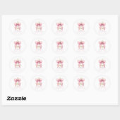 Roze Coquette Strik Bruidsdouche Ronde Sticker (Vel)