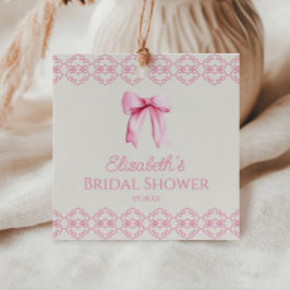 Roze Coquette Strik Bruidsfeest Bedankjes Labels