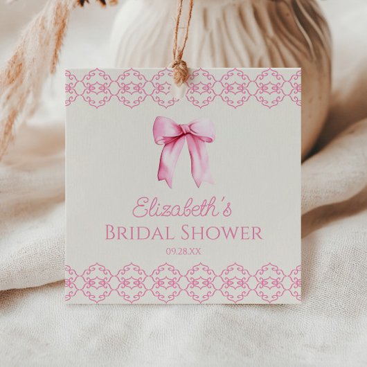 Roze Coquette Strik Bruidsfeest Bedankjes Labels