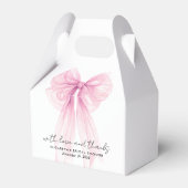 Roze Coquette Strik Bruidsfeest Dank Je Bedankdoosjes (Achterkant)