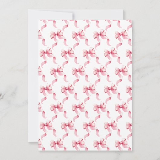 Roze Coquette Strik Bruidsfeest Kaart (Achterkant)