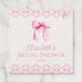 Roze Coquette Strik Bruidsjurk Shower Bedankjes Labels (Achterkant)