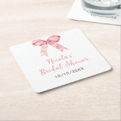 Roze Coquette Strik Bruidsmeisjesfeest Kartonnen Onderzetters (Schuin)