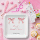 Roze Coquette Strik Bruidsmeisjesfeest Papieren Bordje (Feest)