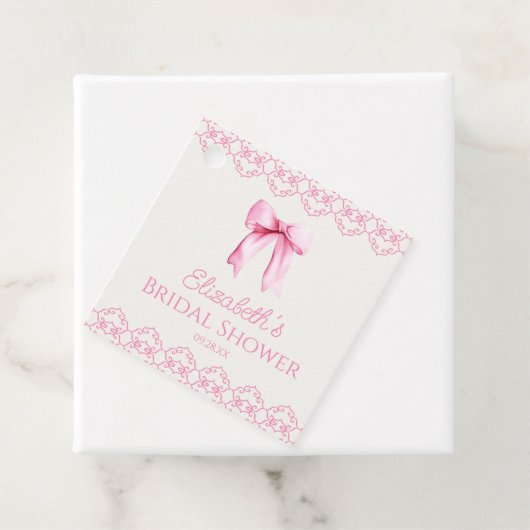 Roze Coquette Strik Bruiloft Feest Bedankjes Labels (In situ)