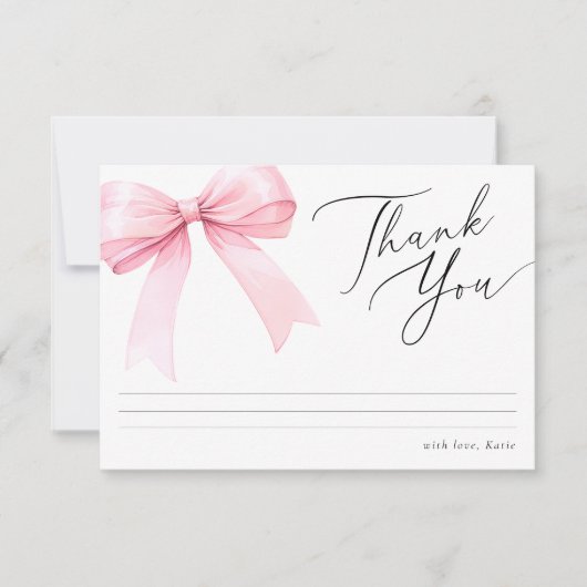 Roze Coquette Strik Bruiloft Feest Bedankkaart (Voorkant)