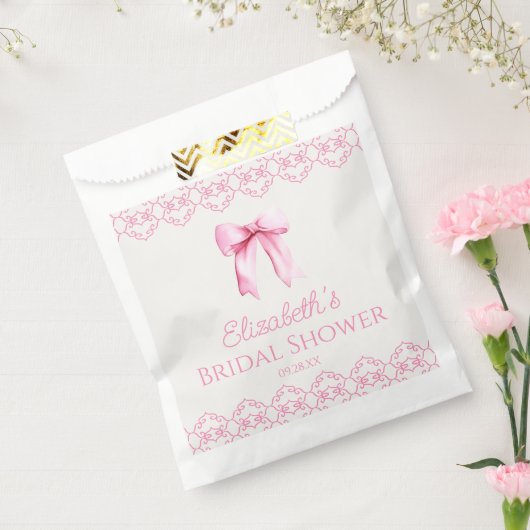 Roze Coquette Strik Bruiloft Feest Bedankzakje (Gezegeld)