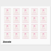 Roze Coquette Strik Bruiloft Feest Vierkante Sticker (Vel)