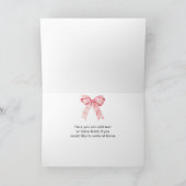 Roze Coquette Strik Bruiloftsborrel Bedankkaart (Binnen)