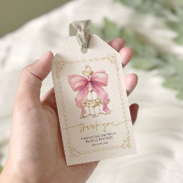 Roze Coquette Strik Bruiloftsborrel Cadeaulabel