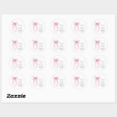 Roze Coquette Strik Bruiloftsborrel Dank Je Ronde Sticker (Vel)