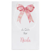 Roze Coquette Strik Bruiloftsborrel Klein Cadeauzakje (Achterkant)