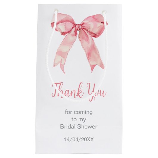 Roze Coquette Strik Bruiloftsborrel Klein Cadeauzakje (Voorkant)