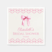 Roze Coquette Strik Bruiloftsborrel Servet (Voorkant)