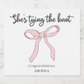 Roze Coquette Strik Bruiloftsborrel Sparkling Wijnetiket (Enkel label)