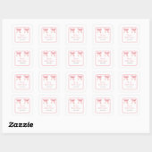 Roze Coquette Strik Bruiloftsborrel Vierkante Sticker (Vel)