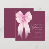 Roze Coquette Strik Bruiloftsfeest Kaart (Voorkant / Achterkant)
