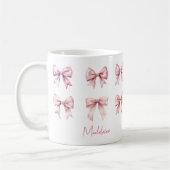Roze Coquette Strik Custom Naam Koffiemok (Links)