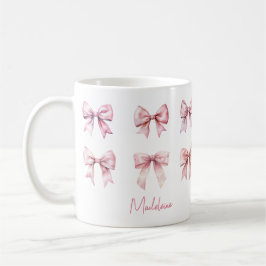 Roze Coquette Strik Custom Naam Koffiemok