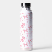 Roze Coquette Strik Custom Naam Waterfles (Links)