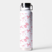 Roze Coquette Strik Custom Naam Waterfles (Achterkant)