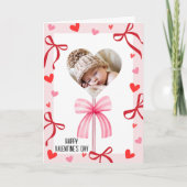 Roze Coquette Strik en Lollyfoto, Valentijnsdag Kaart (Voorkant)