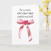 Roze Coquette Strik Hart Edelsteen Moeder Kaart (Gele Bloem)