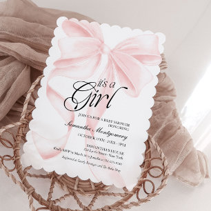 Roze Coquette Strik Het is een Meisje Baby Shower  Kaart