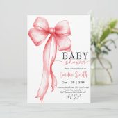 Roze Coquette Strik meisje Baby shower Kaart (Staand voorkant)